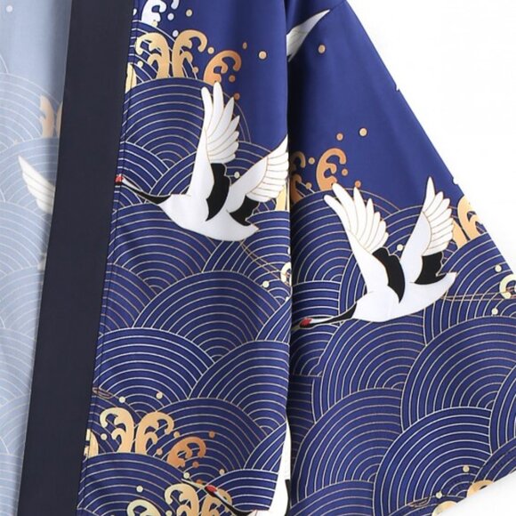 Zaful Men's Kimono Cardigan Open Front, Lapis Blue, S-3XL - Picture 3 of 6